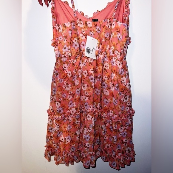Forever 21 Women's Floral Ruffle Dress Size S Coral Multi Lined Sleeveless NWT - Picture 2 of 5